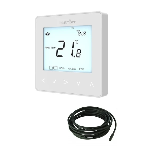 Heatmiser NeoStat-e Electric Floor Heating Thermostat - Glacier White 2 Heatmiser NeoStat-e Electric Floor Heating Thermostat - Glacier White - Image 2